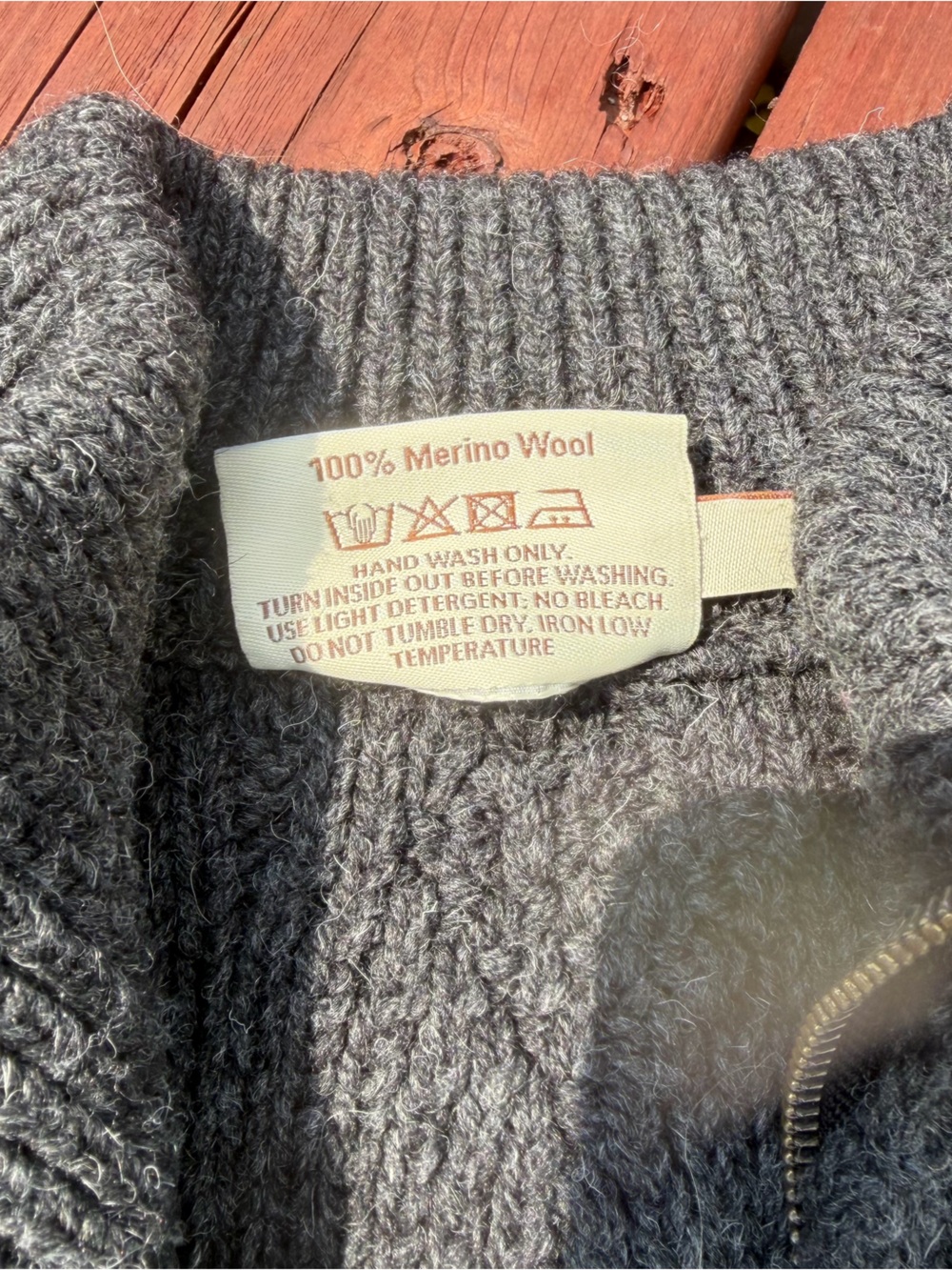 SAOL 100% Merino Wool Mens Zip Neck Fisherman Sweater SM - Picture 5 of 8
